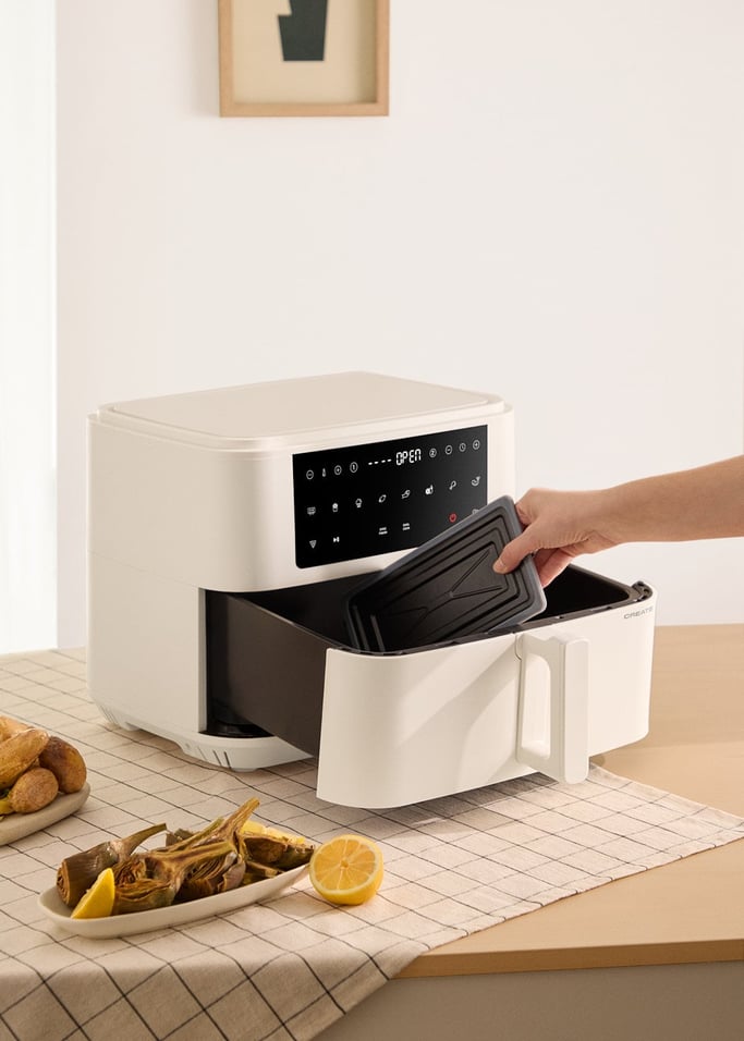 Air Fryer Dual - 10L Oil-Free Air Fryer with Divider - Off-White