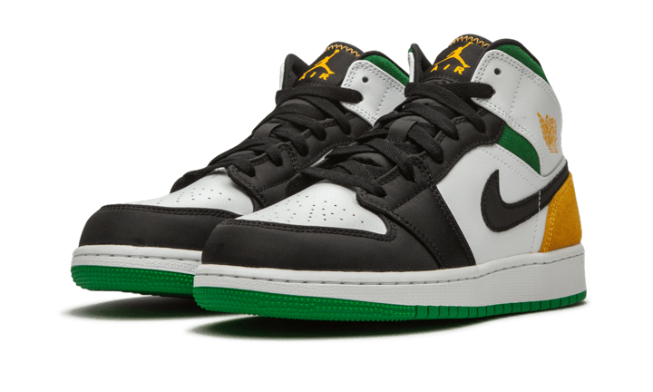 Air Jordan 1 Mid Se White Laser Orange Lucky Green - Orange