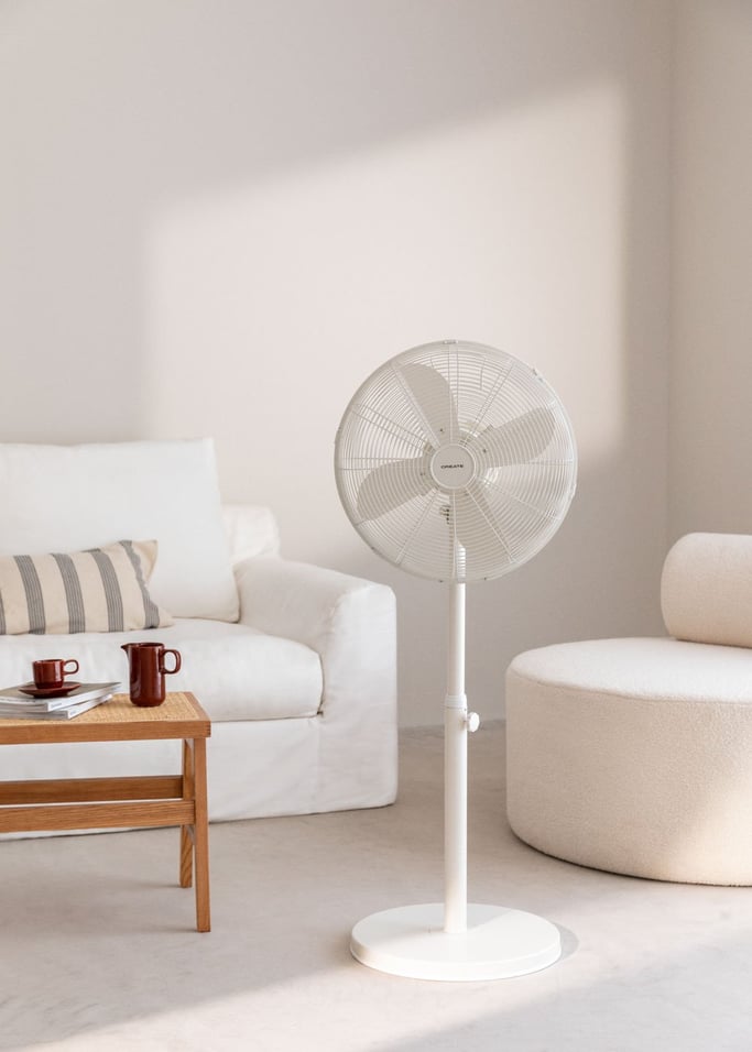 Air Stand Easy - 50W Adjustable Oscillating Pedestal Fan - Off-White