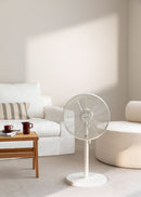 Air Stand Wood - Ventilateur Sur Pied Réglable Oscillant De Style Rétro 50 W - Blanc Cassé