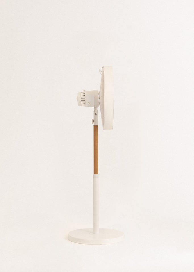 Air Stand Wood - Ventilateur Sur Pied Réglable Oscillant De Style Rétro 50 W - Blanc Cassé