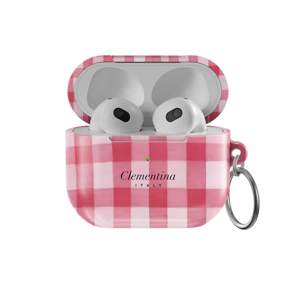 Coque Pink Gingham Pour Apple Airpods 4