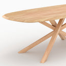 Table Aladin rectangulaire en bois d'hévéa massif clair 10 personnes