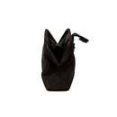 Alessa Black Pouch Bag showcasing intricate knotted design and sleek black leather craftsmanship.
