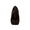 Alessa Black Pouch Bag showcasing its unique knotted design and luxurious leather material.