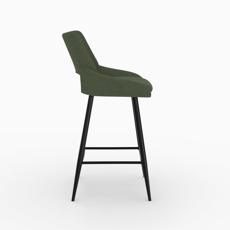 Chaise pour îlot central Alfy en tissu bouclé vert 66 cm (lot de 2)