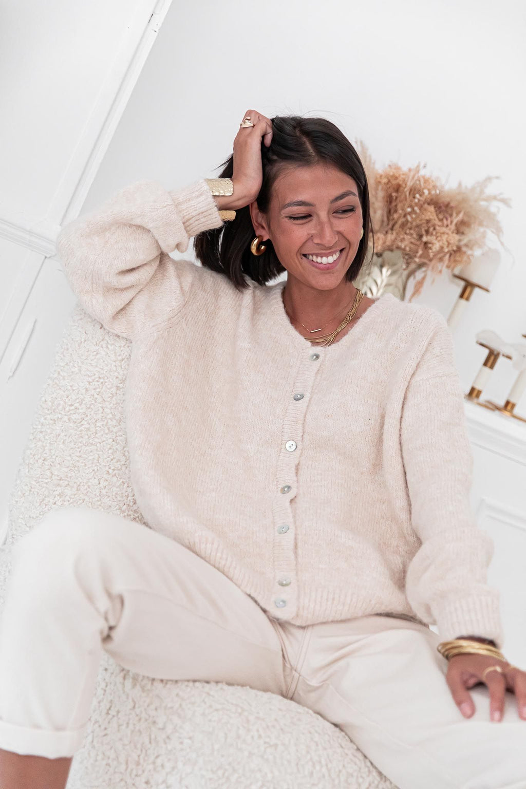 ALI Beige - Gilet Laine