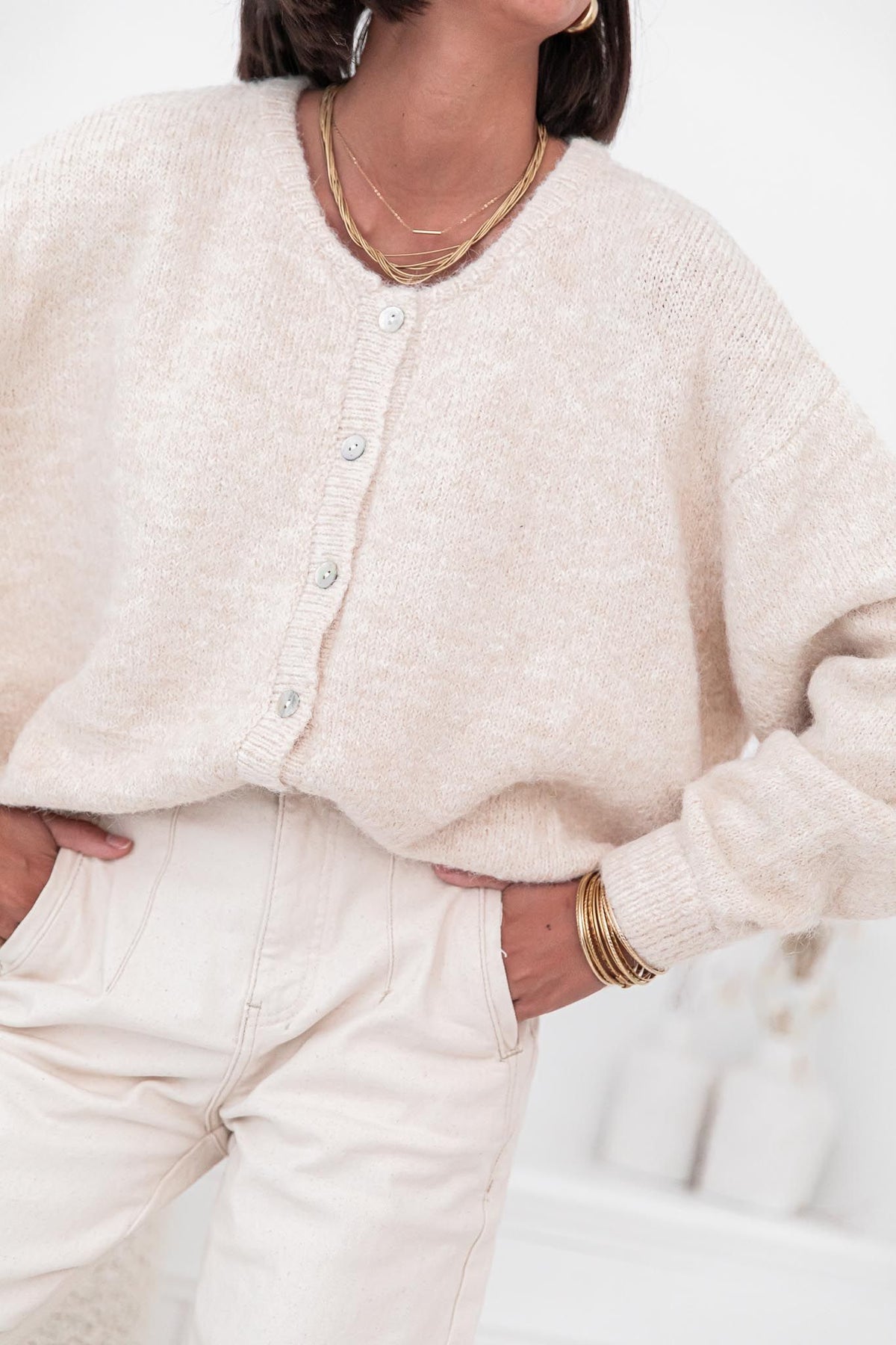 ALI Beige - Gilet Laine