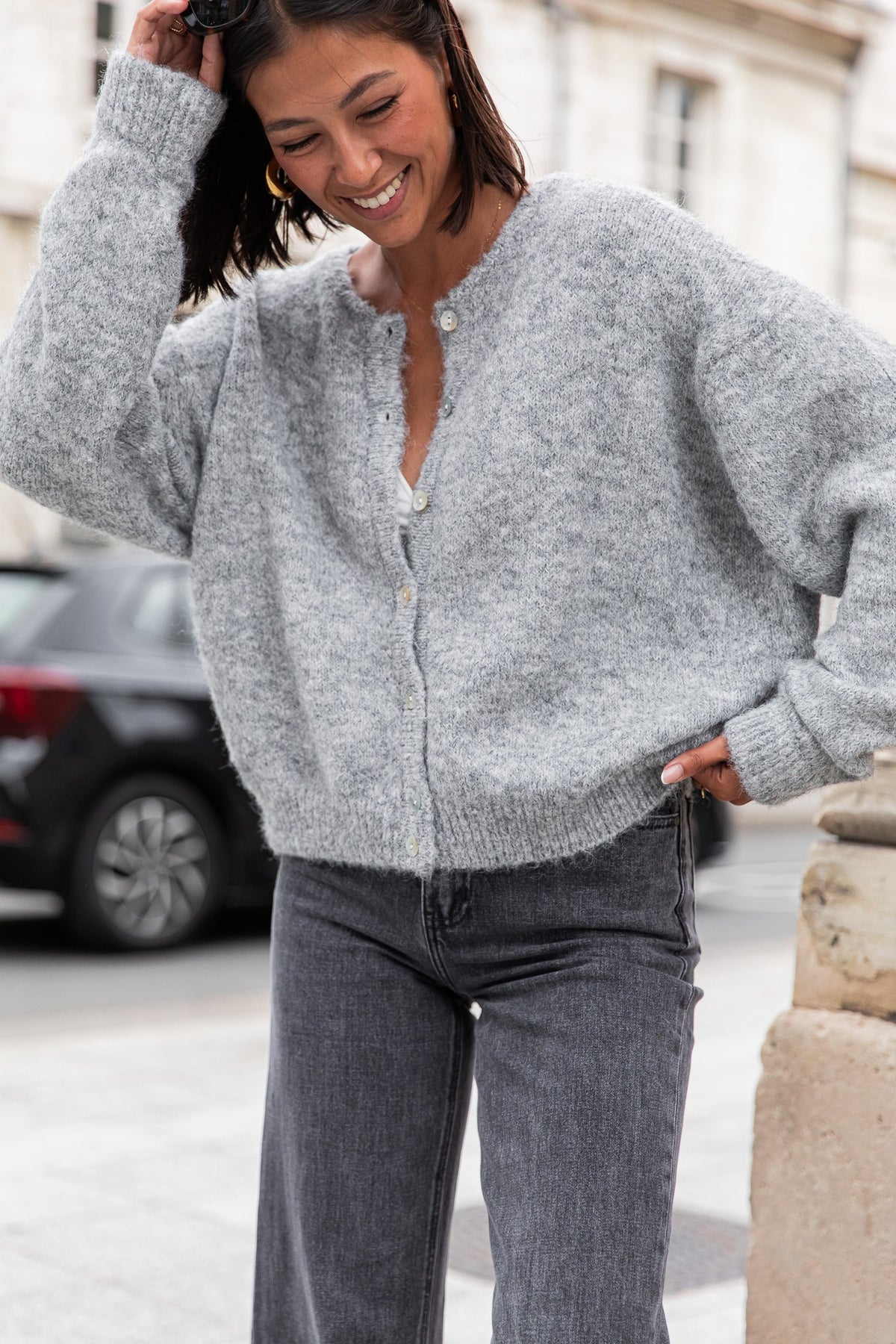 ALI Grigio scuro - Cardigan in lana