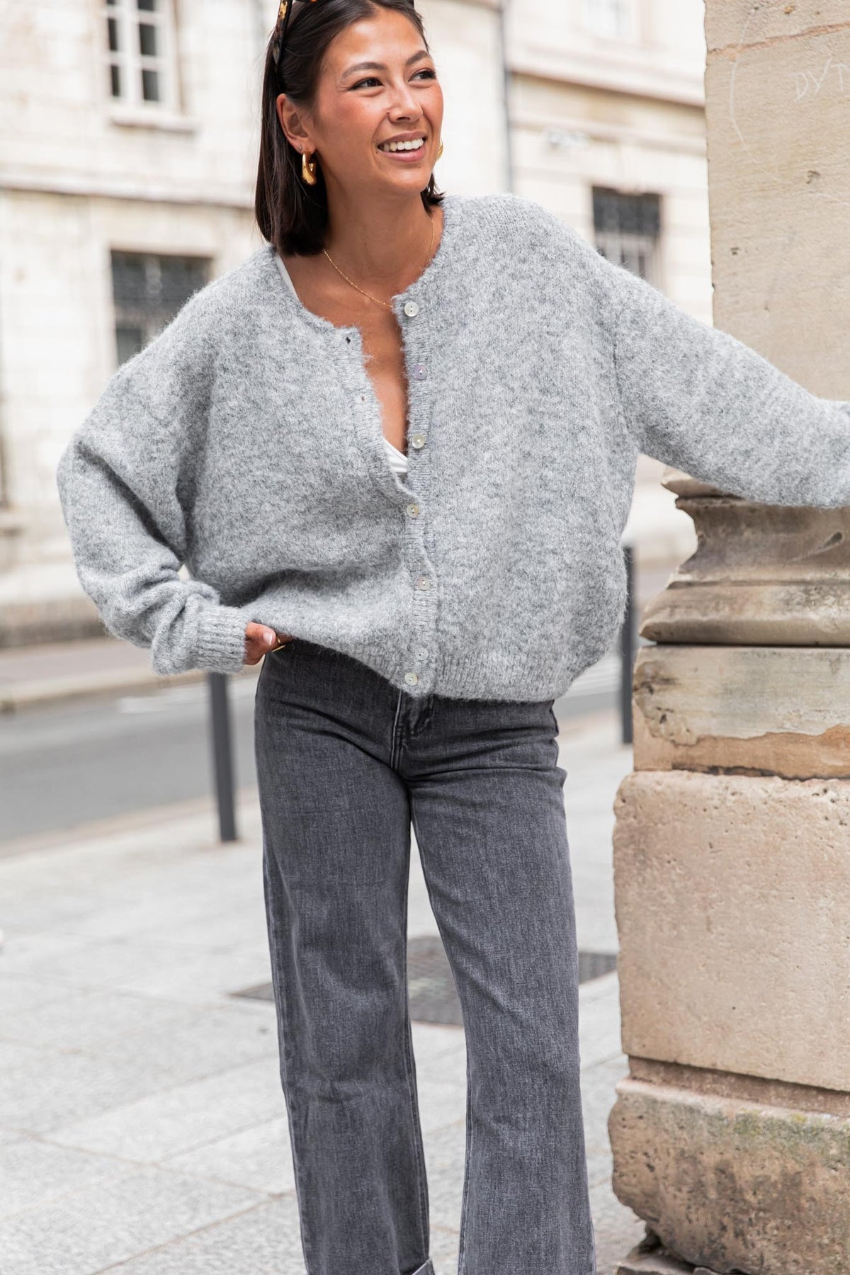 ALI Grigio scuro - Cardigan in lana