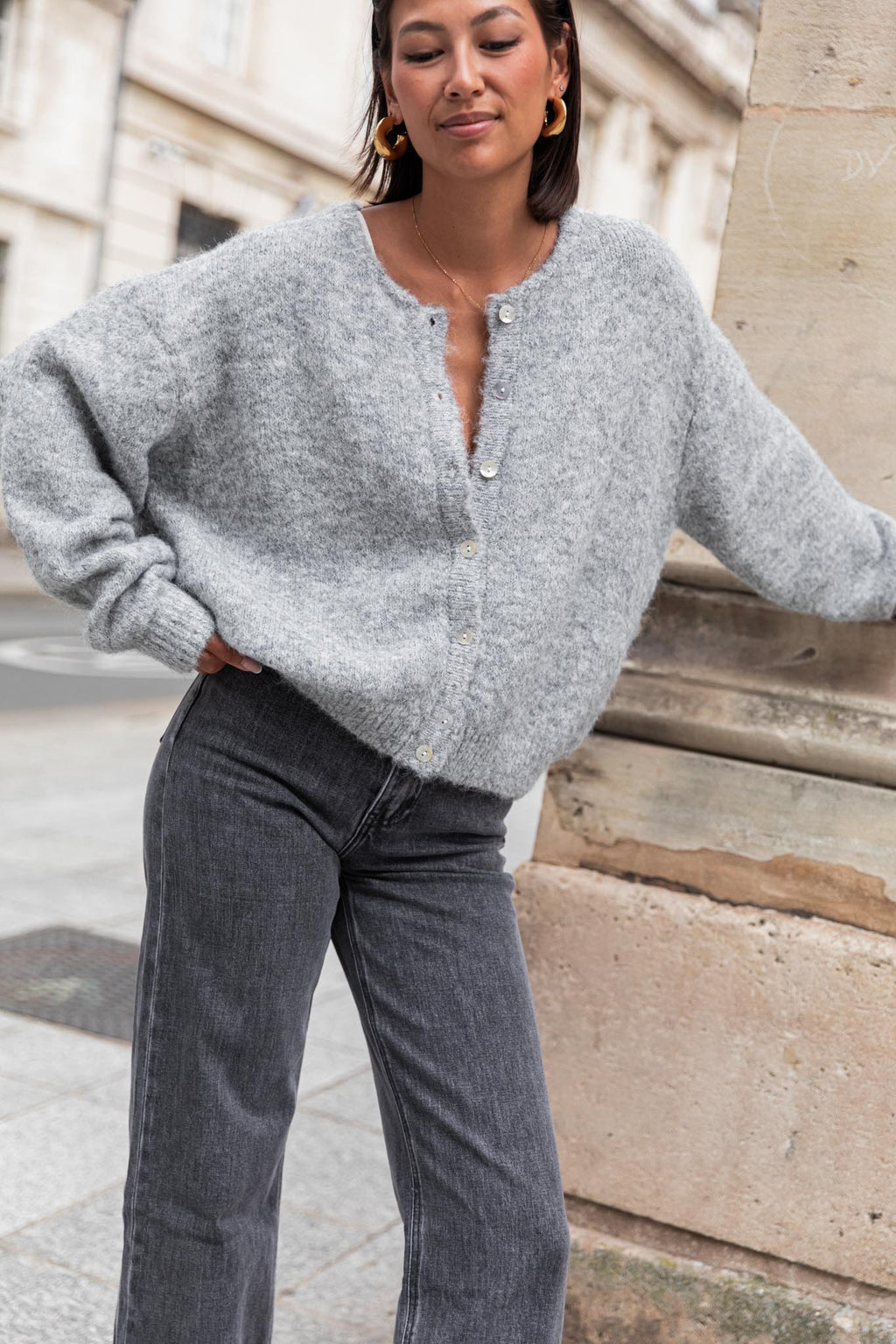 ALI Grigio scuro - Cardigan in lana