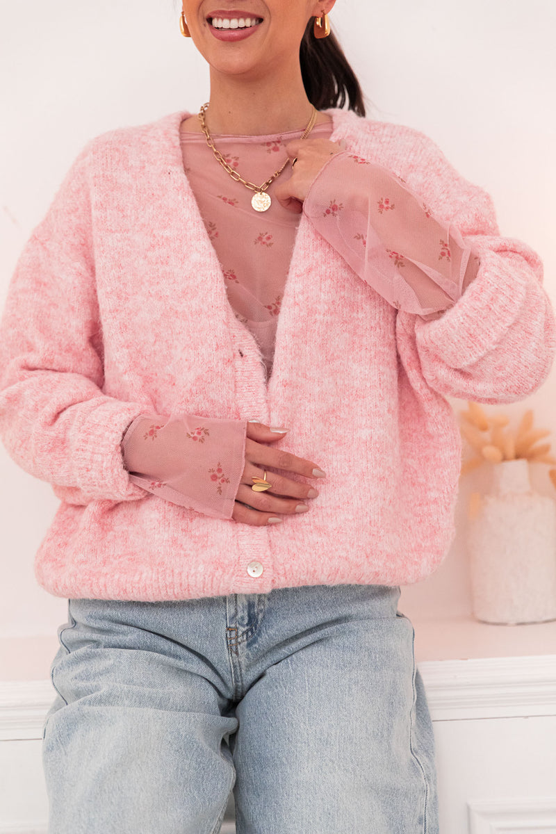 ALI Rose Chiné - Gilet Laine
