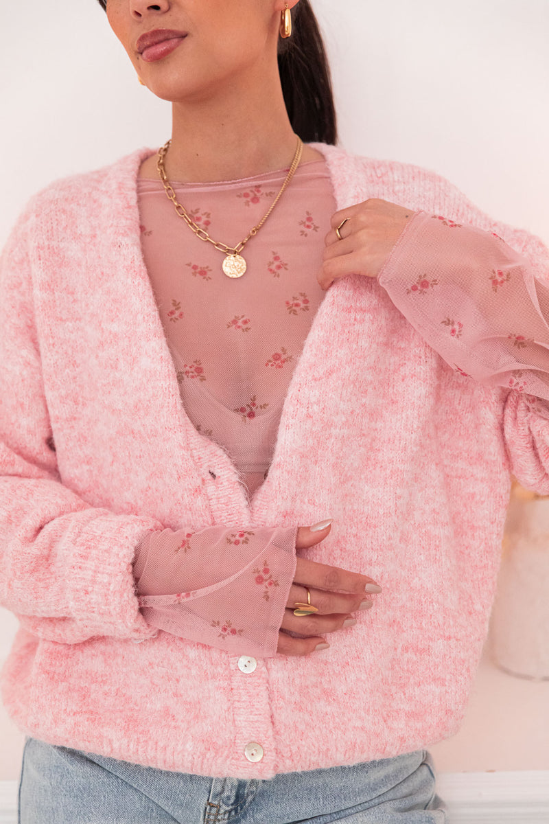 ALI Rose Chiné - Gilet Laine