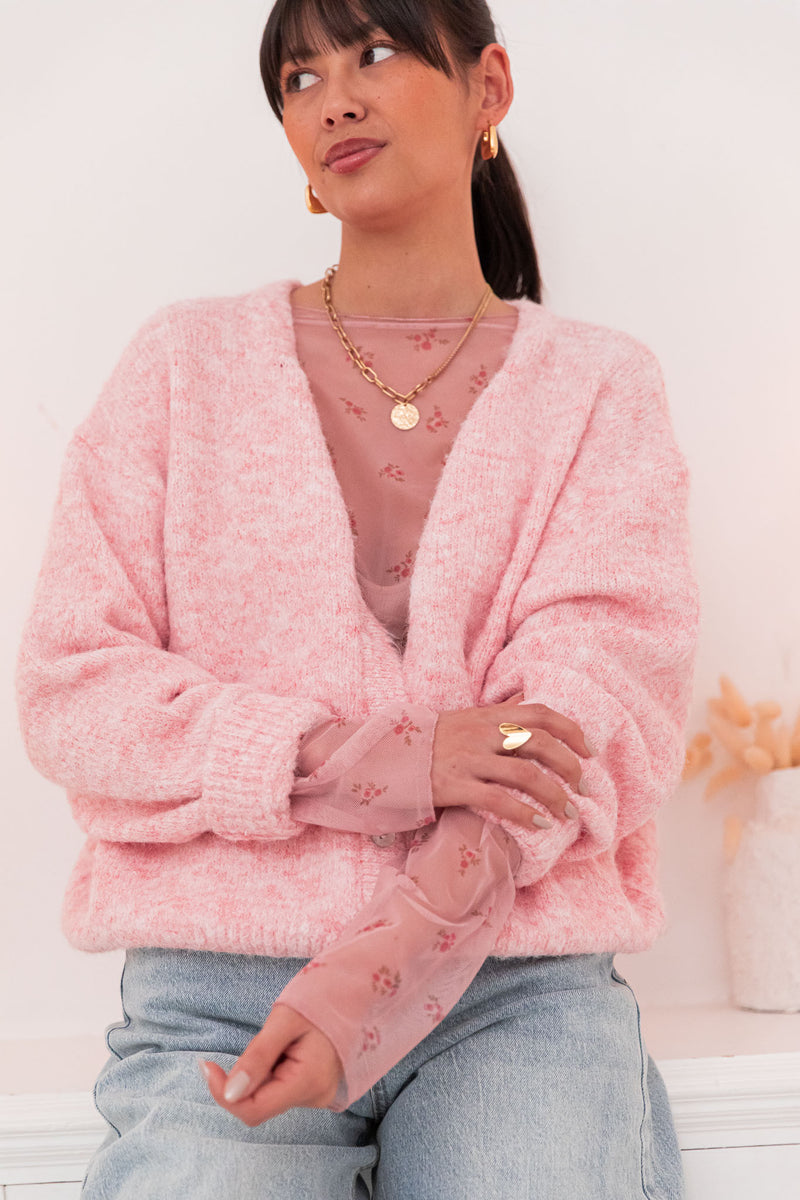 ALI Rose Chiné - Gilet Laine