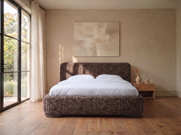Alia - Ottoman storage bed - Flecked fabric