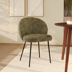 Bloomy - Silla De Terciopelo De Chenilla Verde Oliva Y Metal Negro