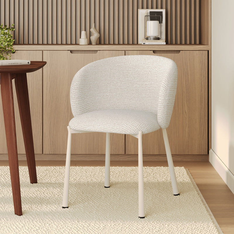 Chaise Danaë en tissu texturé écru chiné