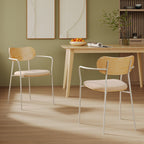 Marine - Set of 2 Chairs in Beige Fabric and Light Wood Veneer