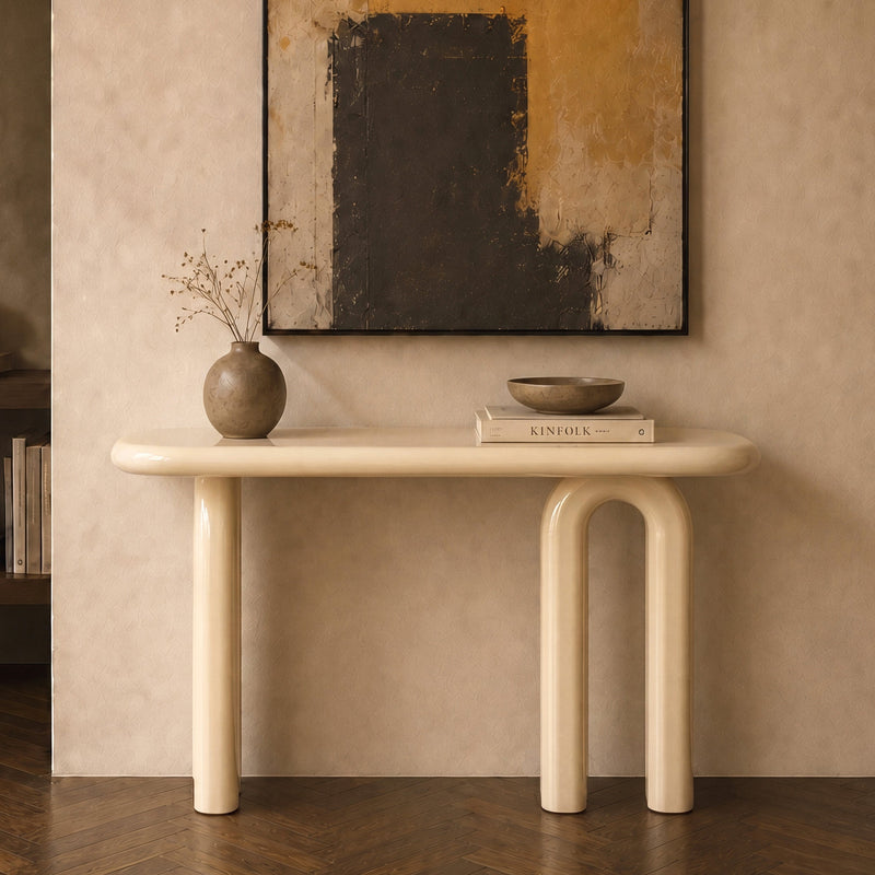 Console Opale laquée blanche en MDF, 120 cm