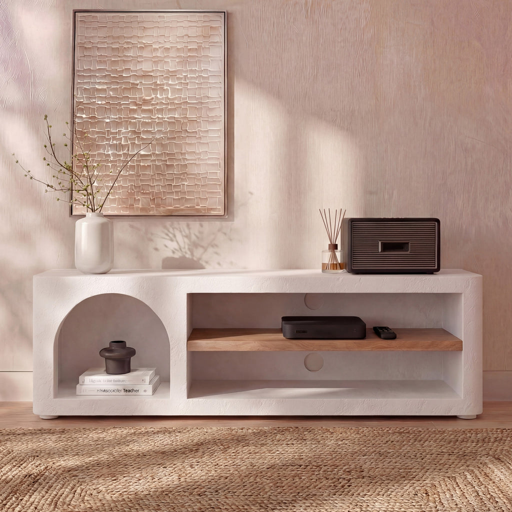 Fira - Mueble TV de yeso blanco roto