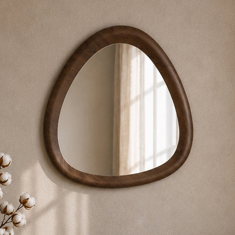 Miroir organique Yoko en placage noyer, D100 cm