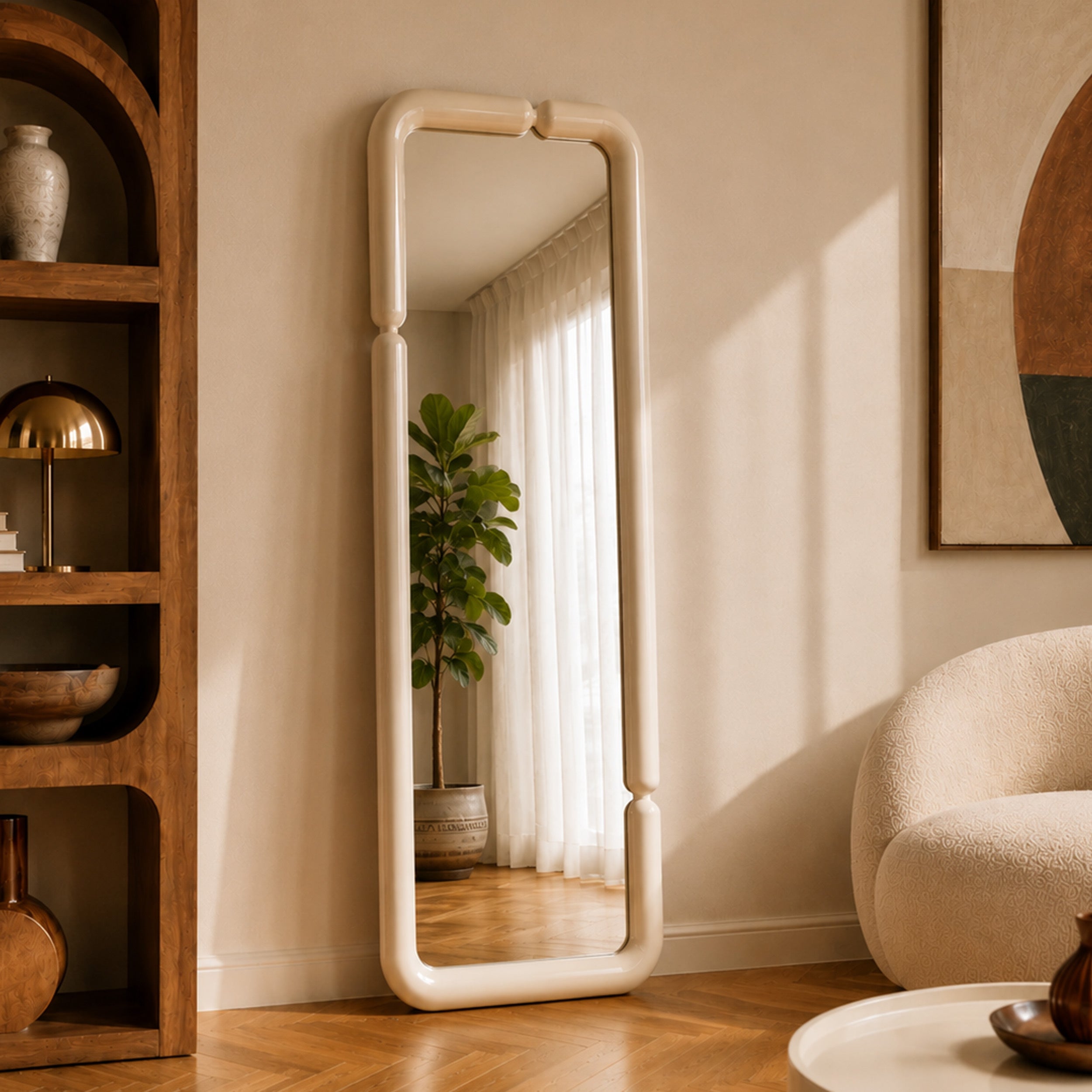 Seda - Espejo rectangular lacado blanco
