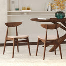 Lot de 2 chaises Josette en tissu beige et bois foncé d'hévéa