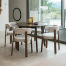 Lot de 2 chaises Aura en tissu texturé greige, pieds en métal effet bois