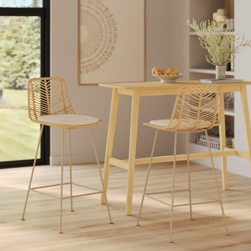 Set of 2 Tamara Bar Stools - Beige