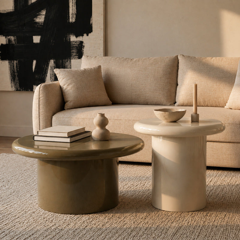 Table d'appoint Apoline laquée blanche en MDF, D50 cm