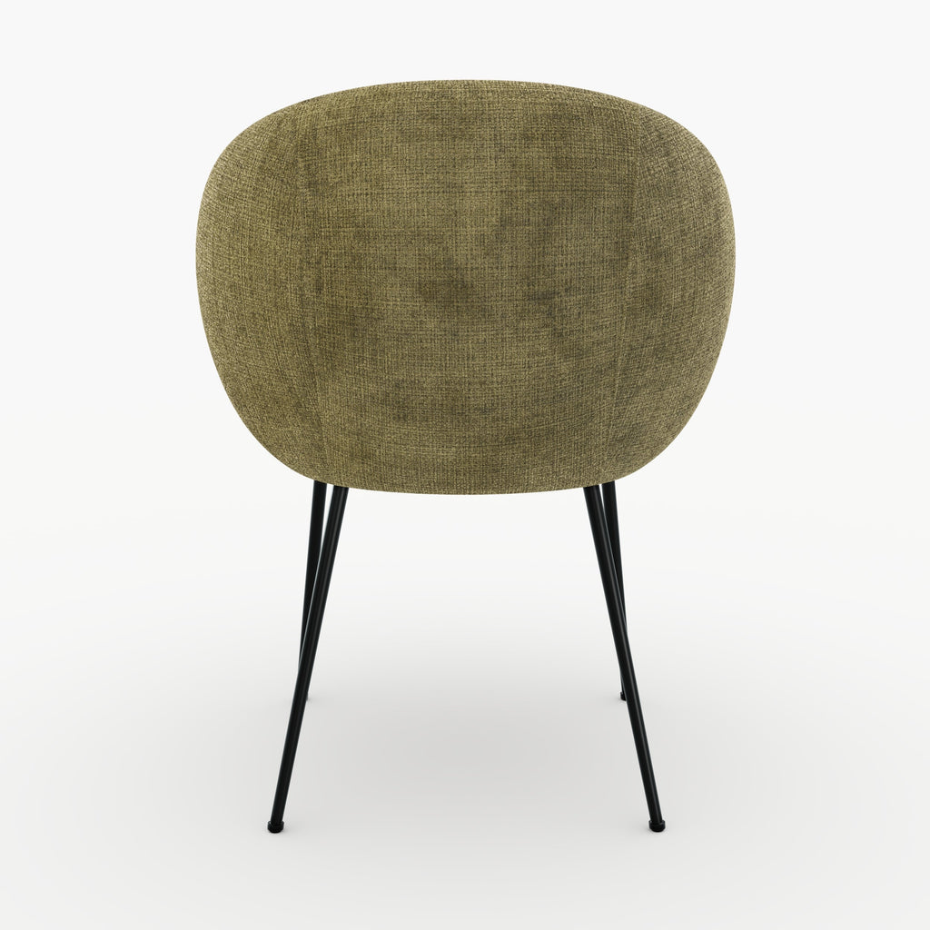 Bloomy - Silla De Terciopelo De Chenilla Verde Oliva Y Metal Negro