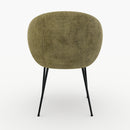 Chaise Bloomy en velours chenillé vert olive foncé et métal noir