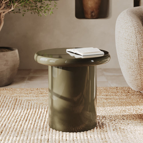 Apoline - Table D'Appoint Laquée Vert Kaki En Mdf