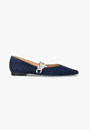 Slippers Pointus Amédée Chain - Daim - Bleu - Femme