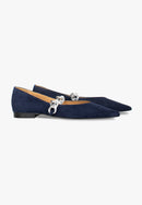 Slippers Pointus Amédée Chain - Daim - Bleu - Femme