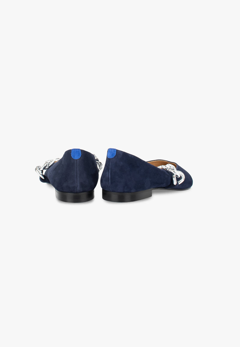 Slippers Pointus Amédée Chain - Daim - Bleu - Femme