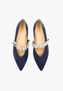 Slippers Pointus Amédée Chain - Daim - Bleu - Femme