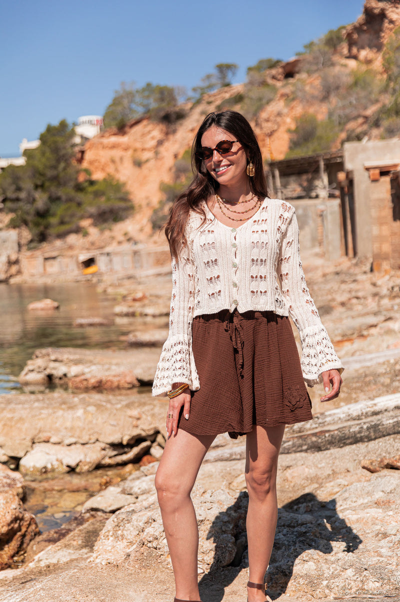 AMÉLIE Beige - Gilet Crochet