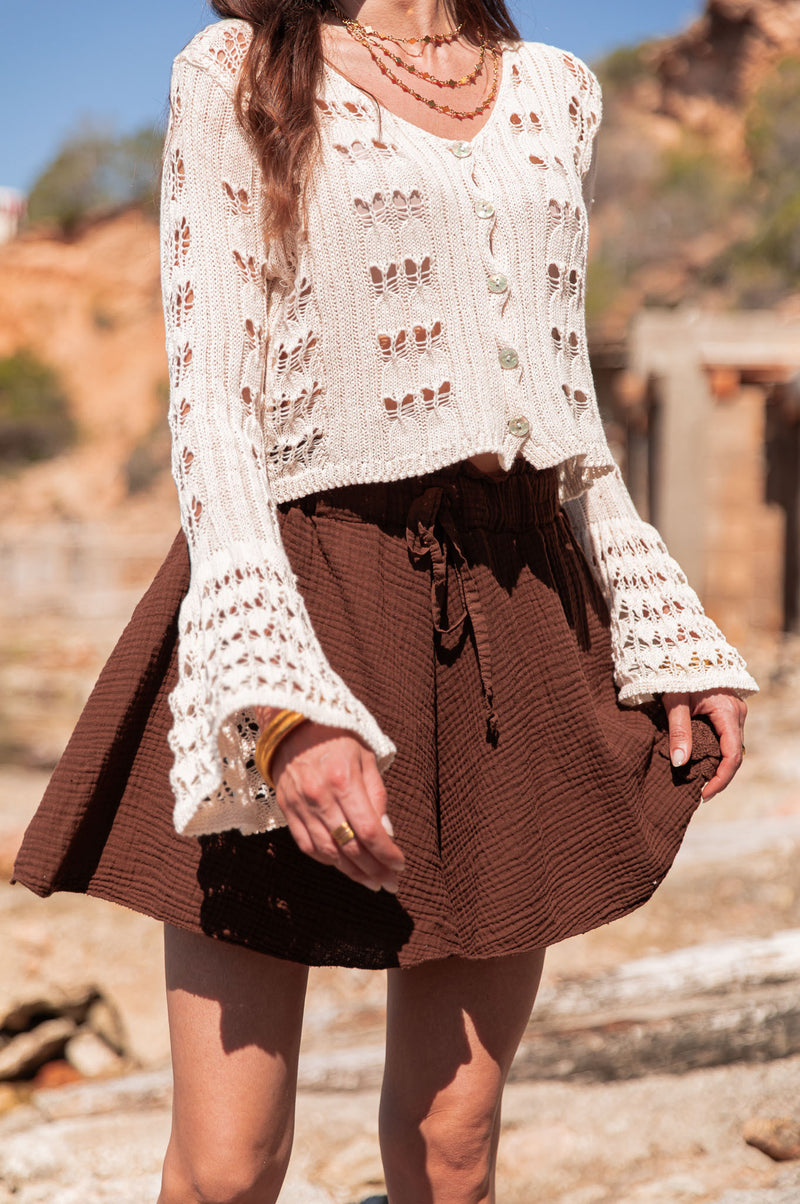AMÉLIE Beige - Gilet Crochet