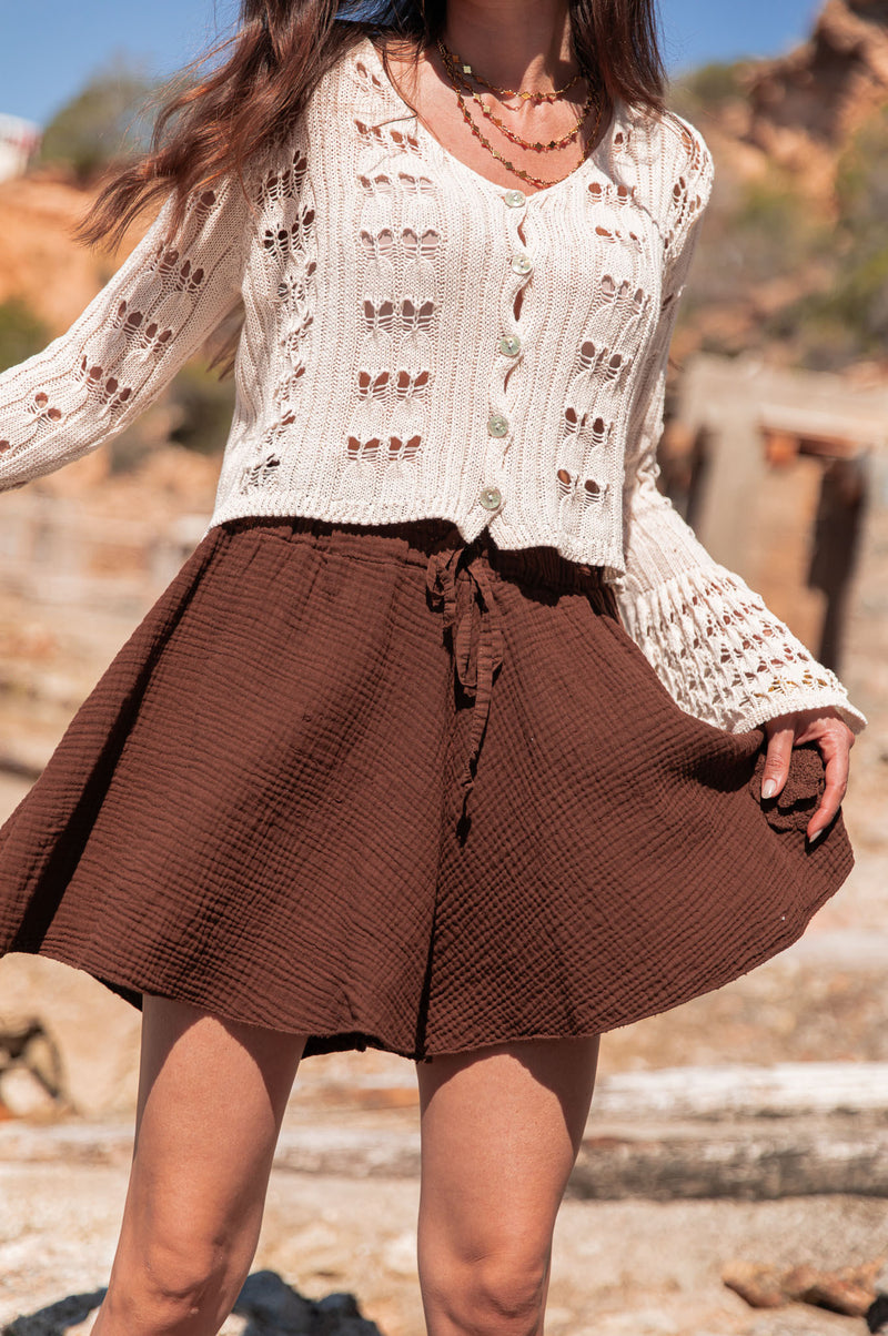 AMÉLIE Beige - Gilet Crochet