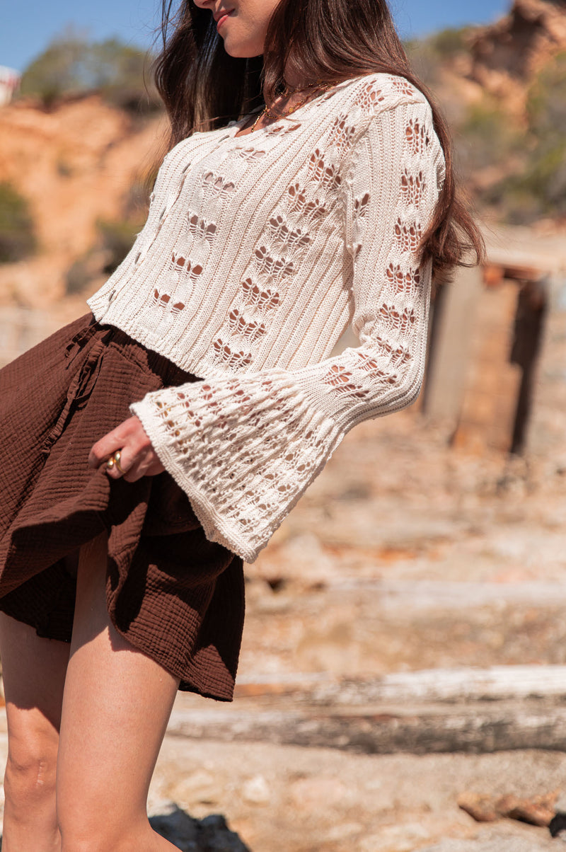 AMÉLIE Beige - Gilet Crochet