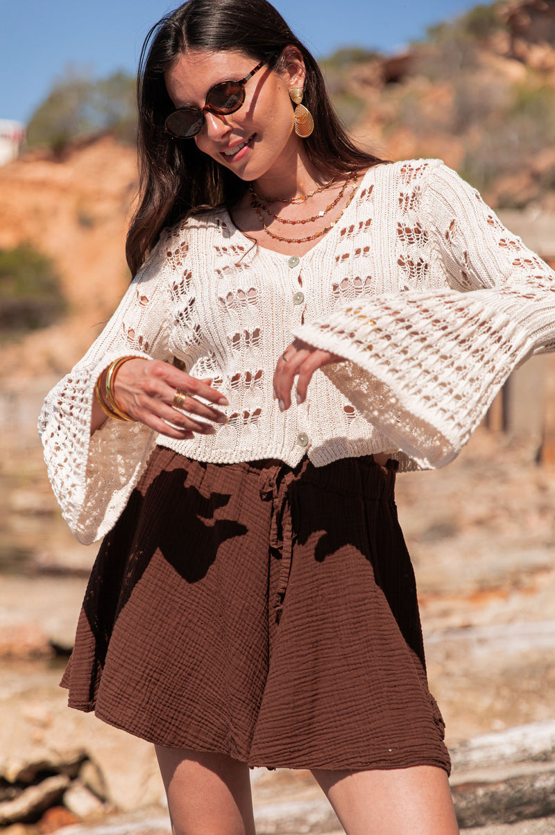 AMÉLIE Beige - Gilet Crochet