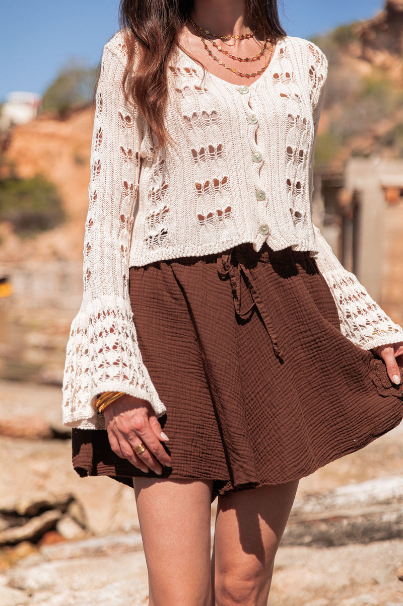 AMÉLIE Beige - Gilet Crochet