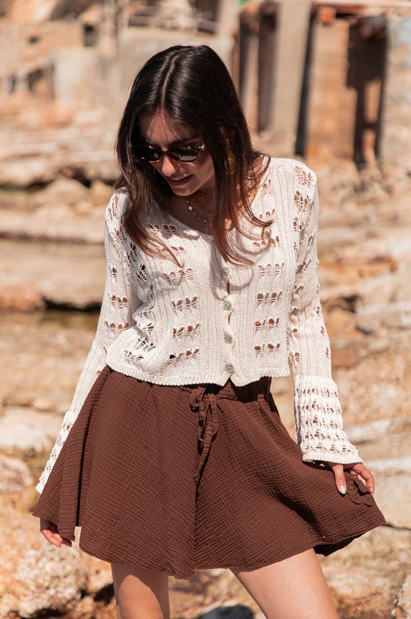 AMÉLIE Beige - Gilet Crochet