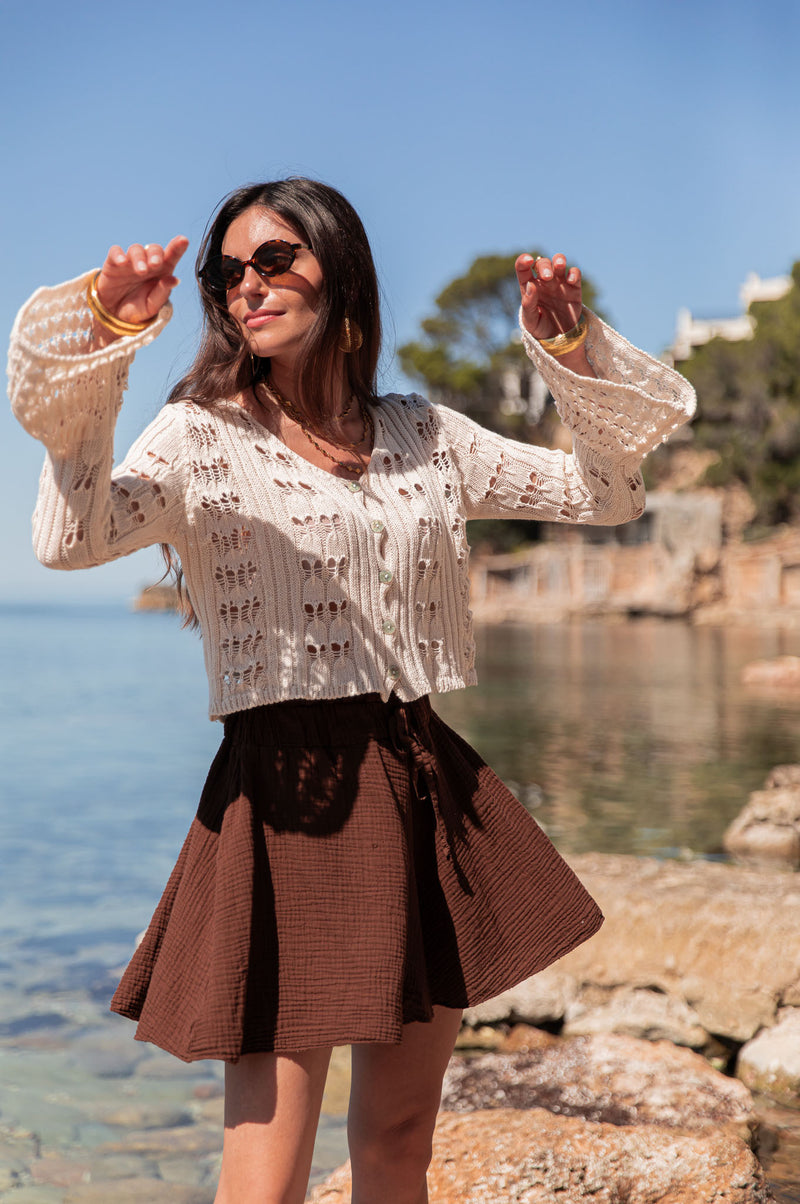 AMÉLIE Beige - Gilet Crochet