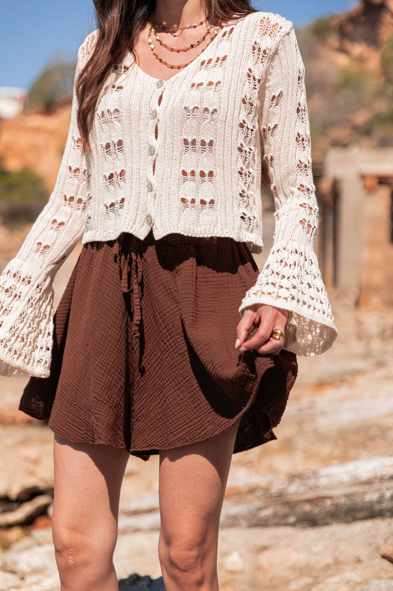 AMÉLIE Beige - Gilet Crochet