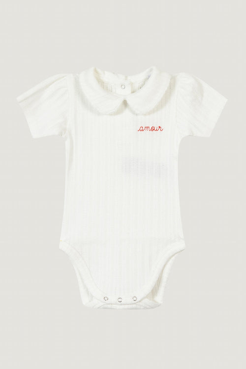 "amour" blomet onesie bourdon fierry red 18-1664#color_off-white