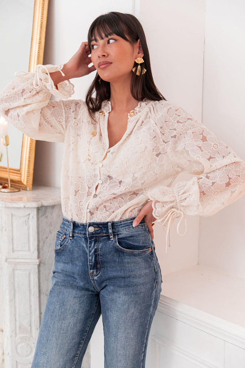 ANABÈLE Écrue - Chemise Dentelle