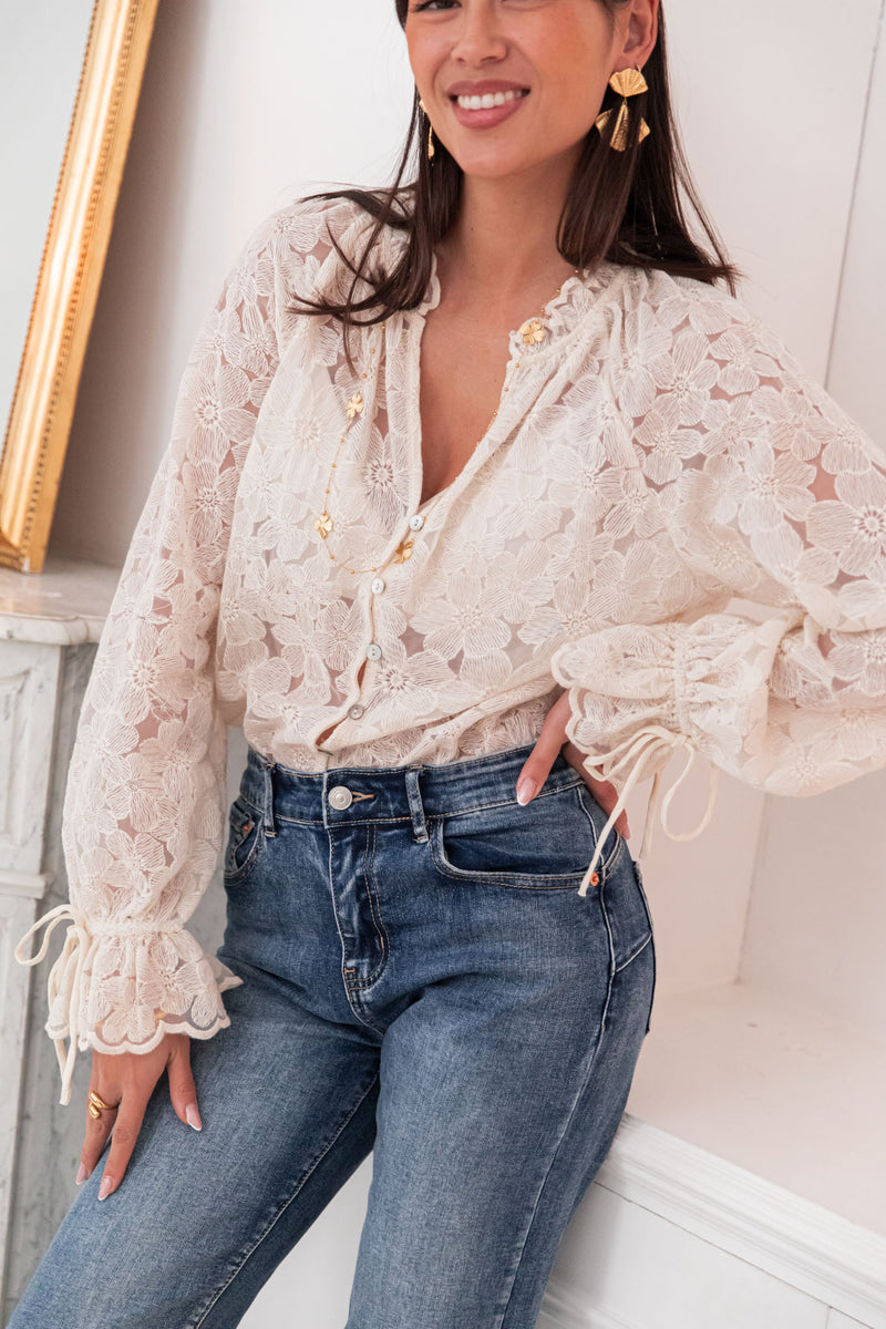 ANABÈLE Écrue - Chemise Dentelle