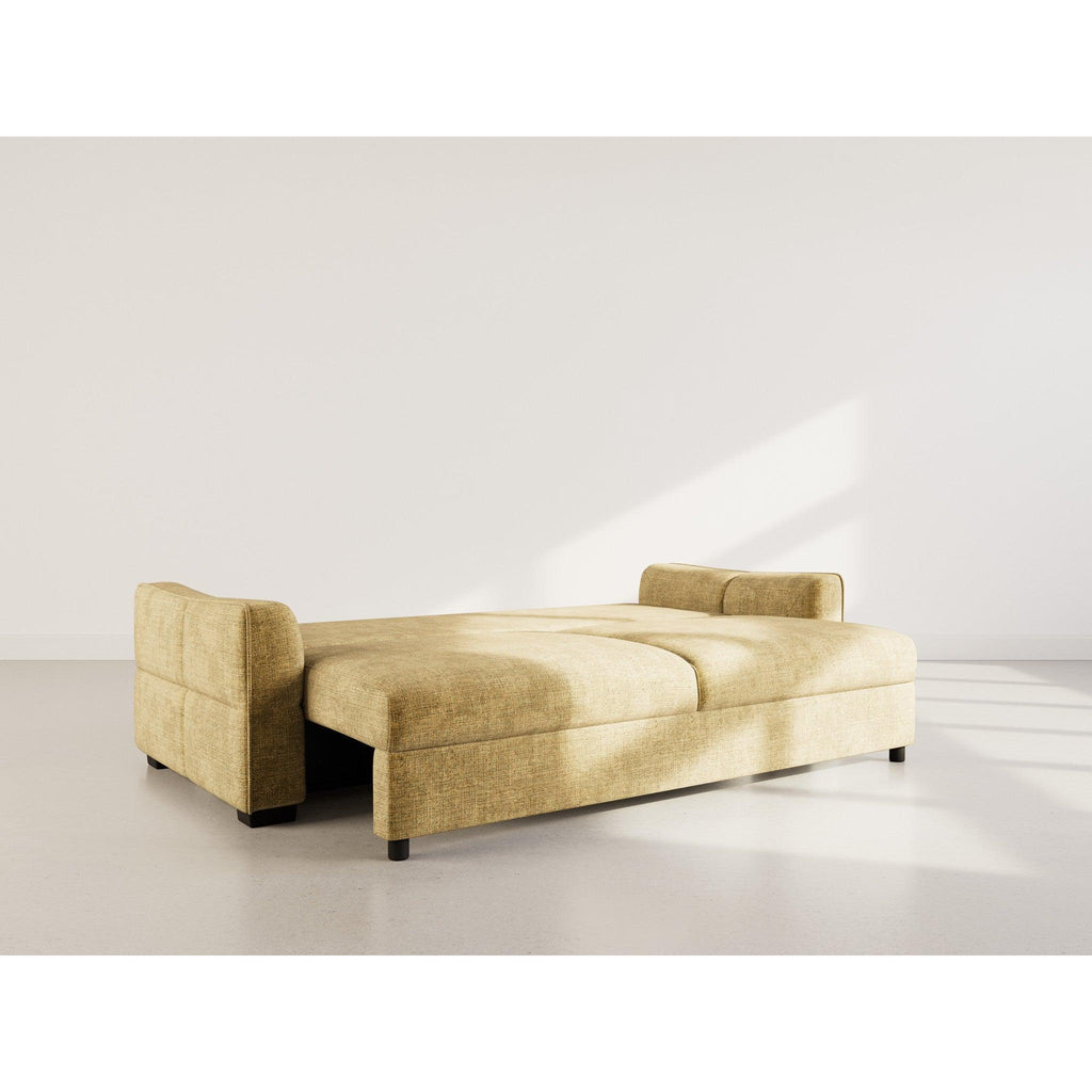 Anatole - Canapé Droit Convertible Avec Coffre - 3 Places - Velours Texturé - Jaune